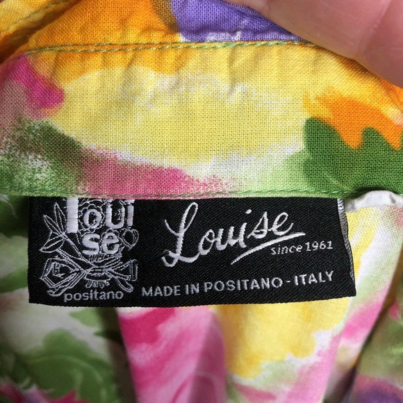 Louise Positano Yellow Pink Floral Shirtdress - Picture 3 of 4